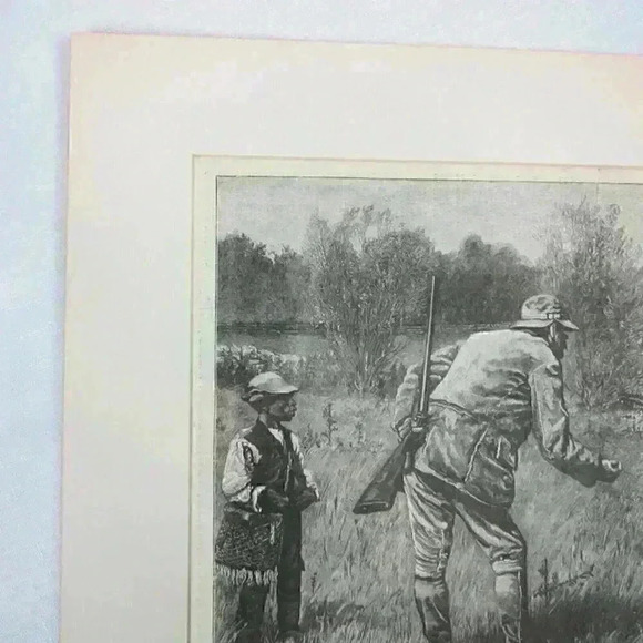 Art Print Hunting Gun-Shy Scared Dog Black Hunter Harpers Weekly Antique 1880 - Picture 3 of 12